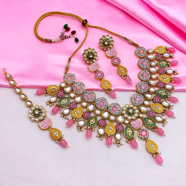 Kundan Meenakari Floral Set (08-9915)