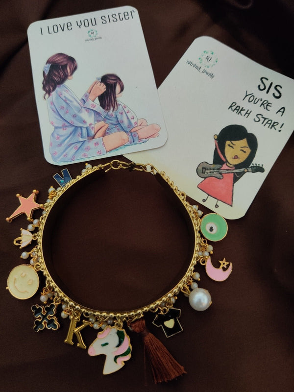 Brown Charm Bangle (Golden)
