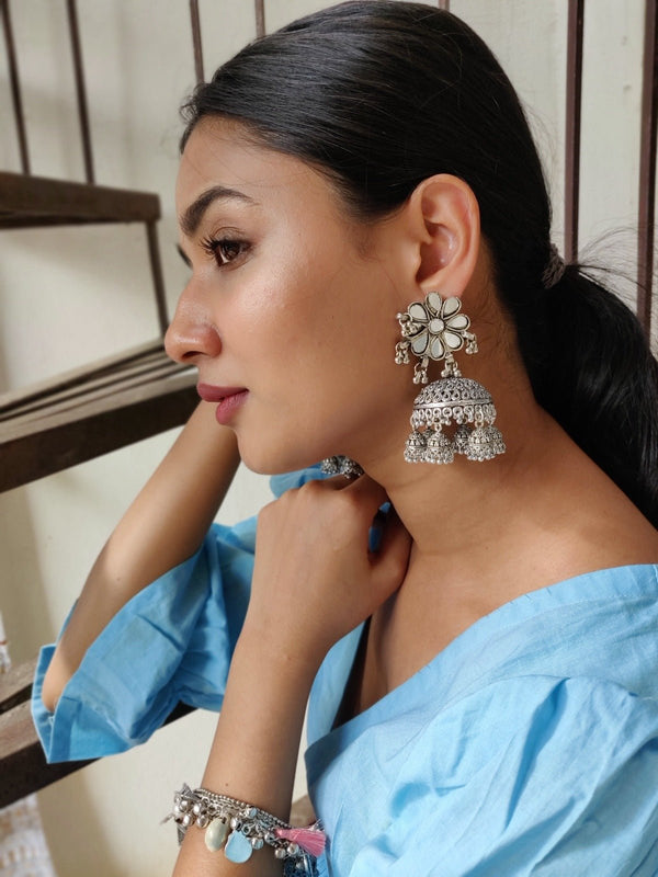 Floral Mirror Jhumka