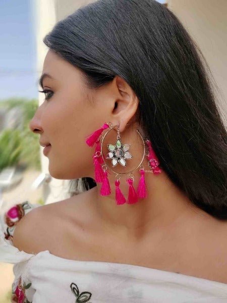 Mirror Tassel Hoops
