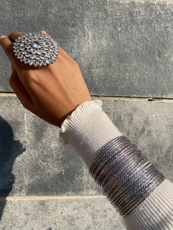 Sleek Bangles & Huge Stone Ring