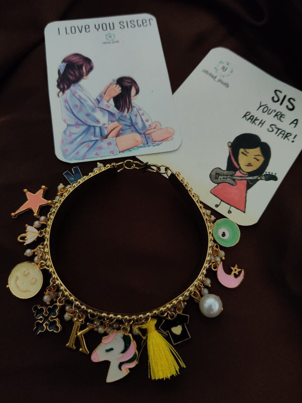 Yellow Charm Bangle (Golden)